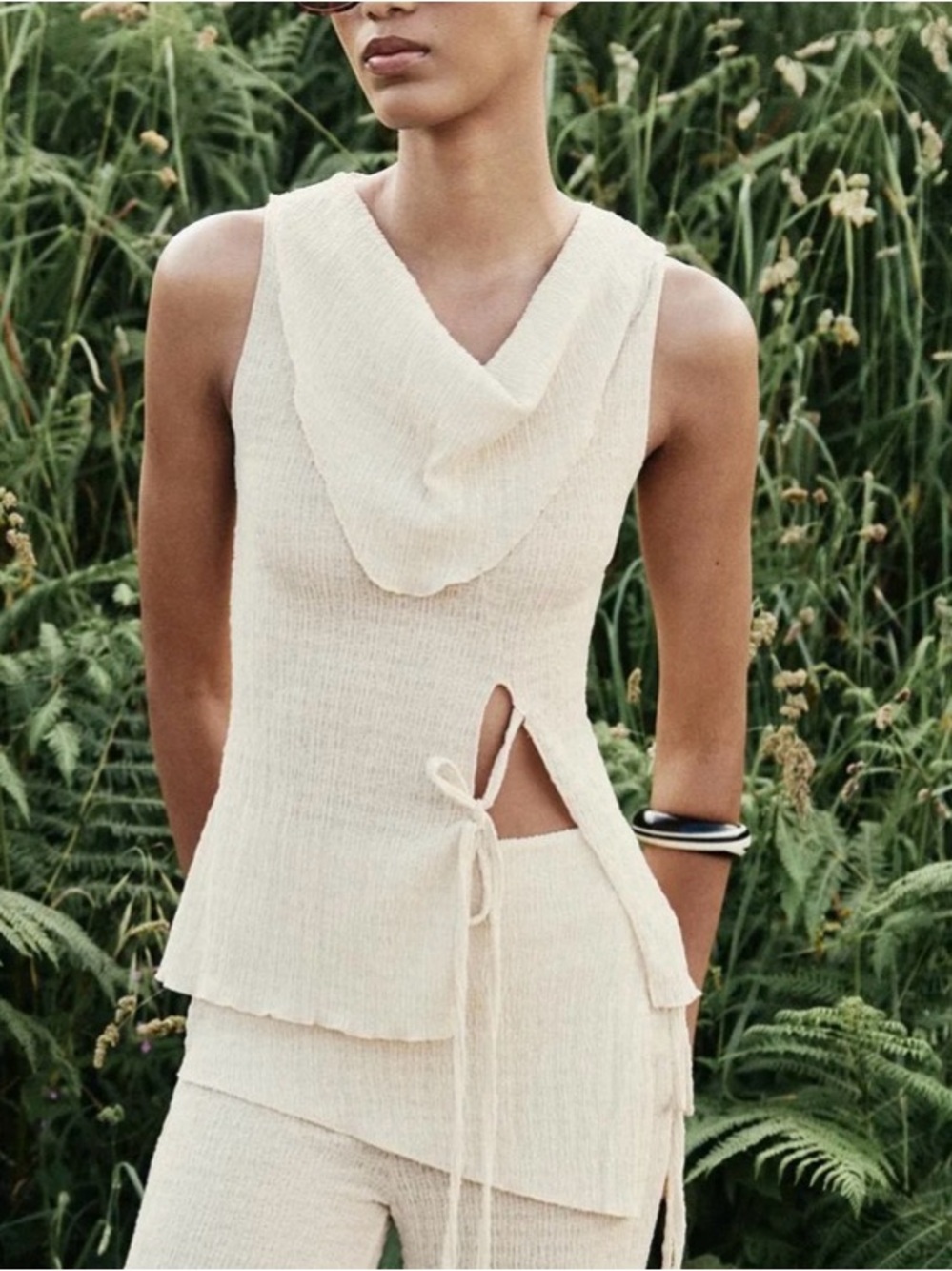 Zara Cream Cowl Neck Tank Top